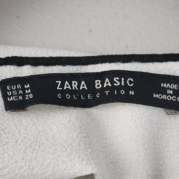 Zara White Blouse with Black Piping-Size M - Picture 7 of 7